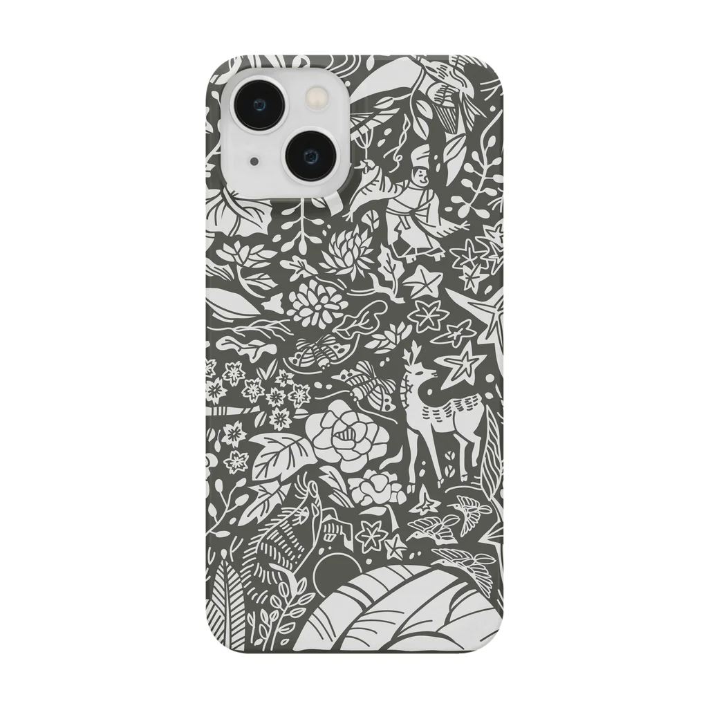 Yuki Kurosawaの"ひととせ" 花札 Bandana   (Charcoal) Smartphone Case