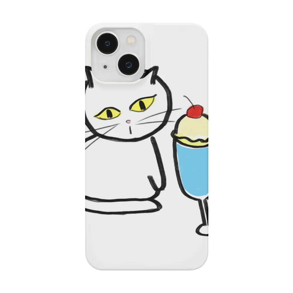 みにゆん　ねこのA lovely white cat who likes ice cream. Smartphone Case