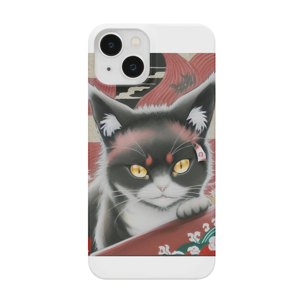 Red & Brack の花札猫(明) Smartphone Case