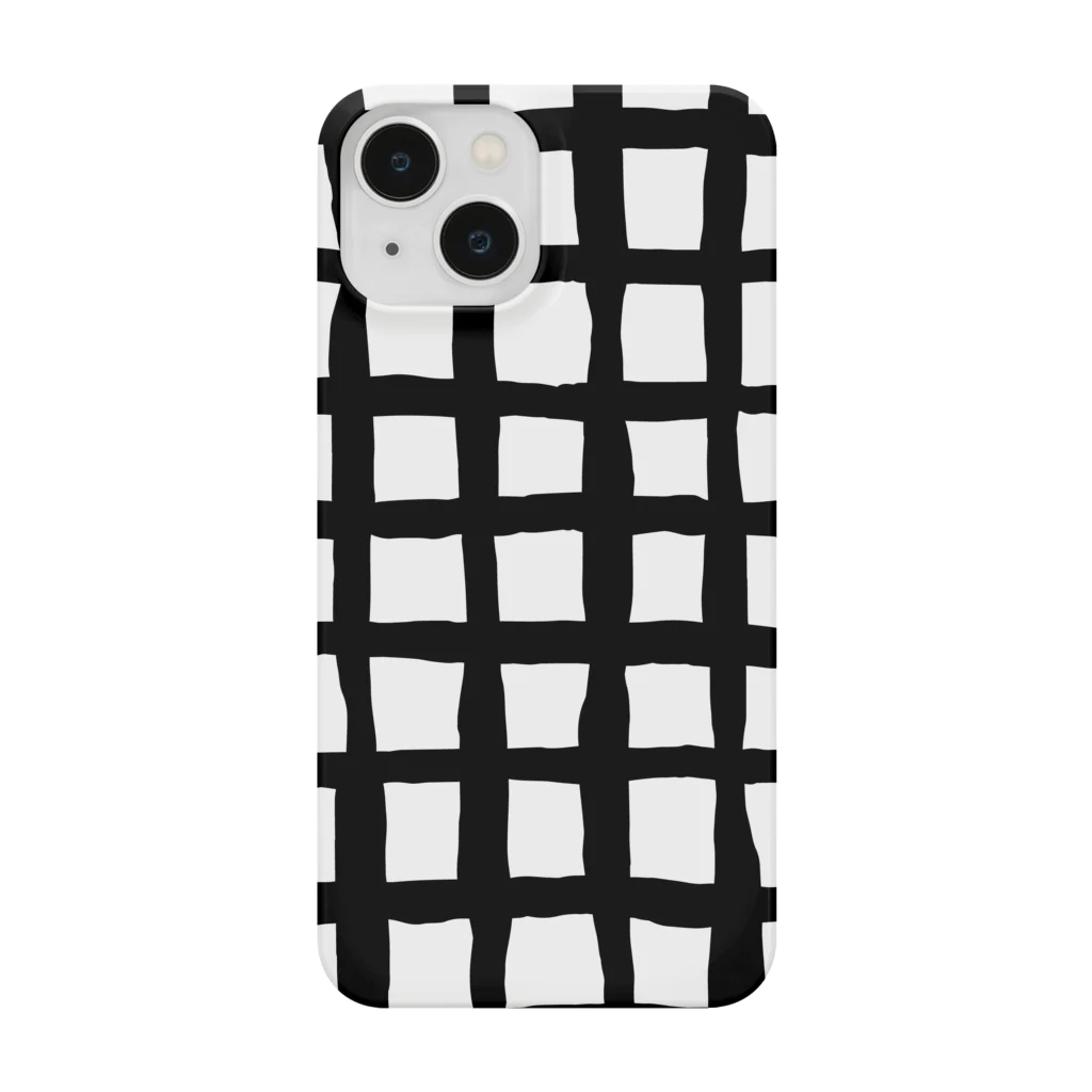 FUDE＿ICHIGO（水彩/筆文字作家）のBLACK CHECK-スマホケース Smartphone Case