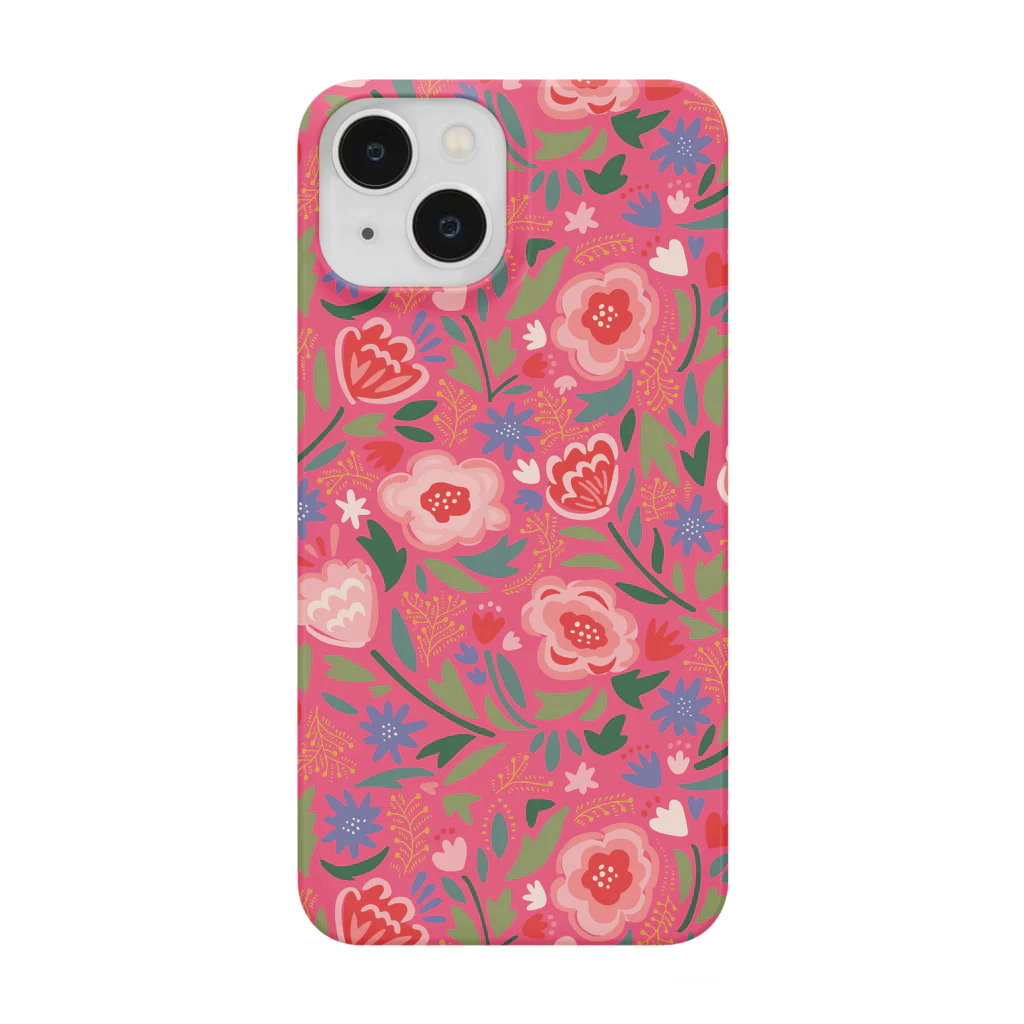 Katie（カチエ）のエキゾチックな花柄（ピンク／小） Smartphone Case