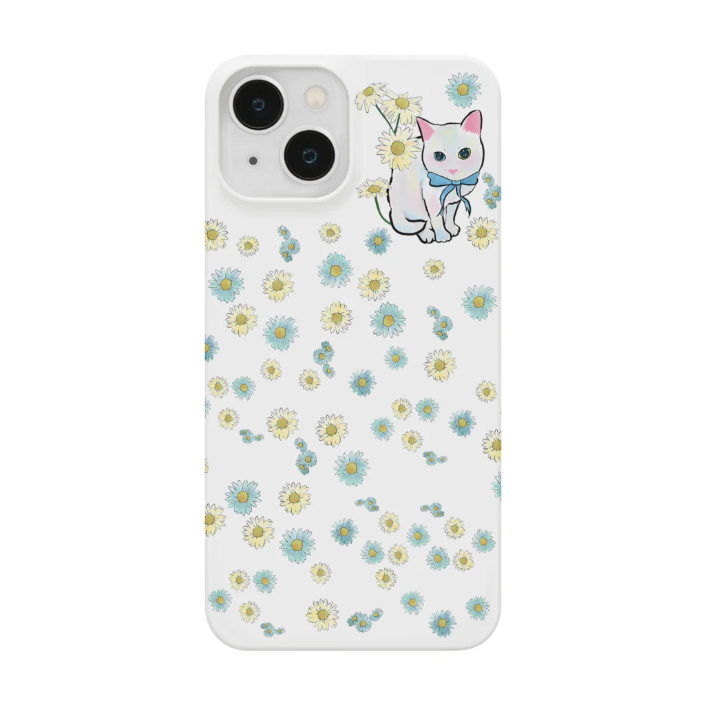 akimi-illustratorのオッドアイしろねこ（スマホカバー用） Smartphone Case