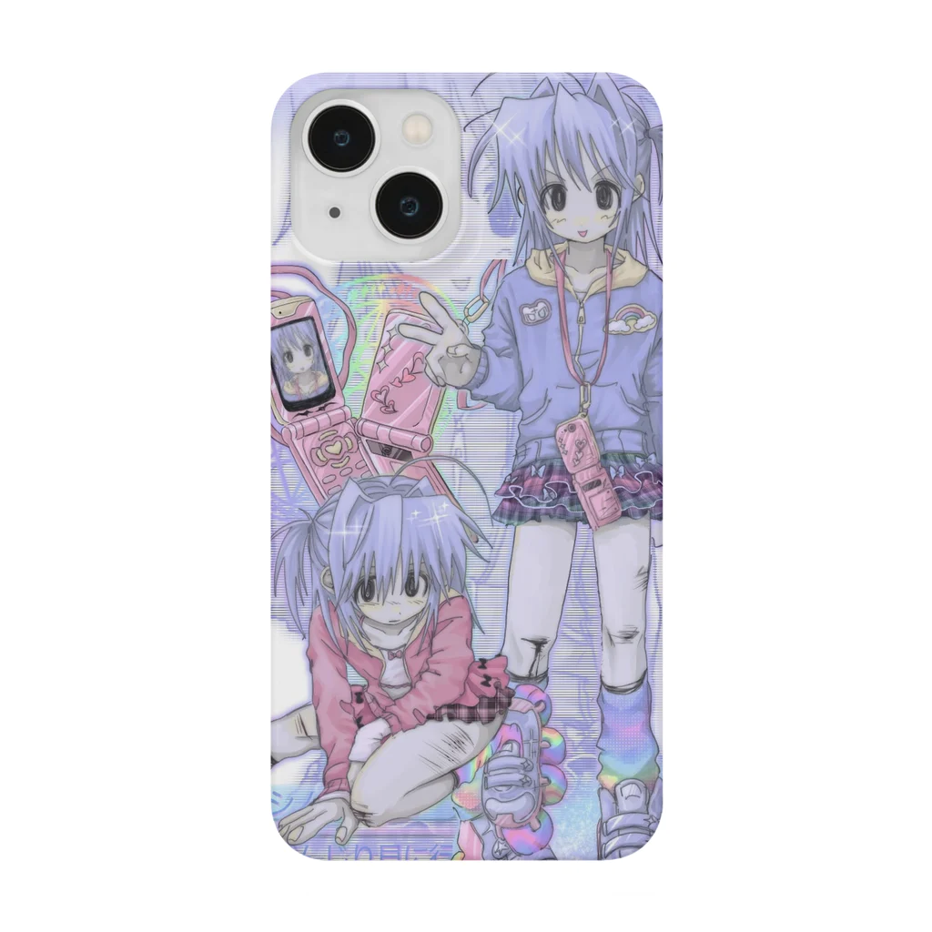 目に優しい青の顔が隠れてない方 iPhone Smartphone Case