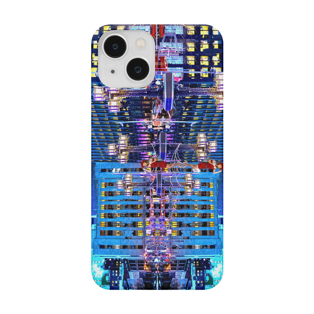 ジョー「鏡面反射のデジタルアート」(鈴木穣)の鏡面反射の青い街　Model「victoria borodinova」 Smartphone Case