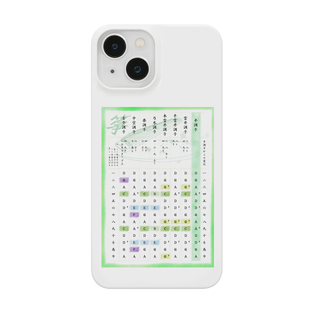 箏譜職人 織姫の箏の調絃表（緑・クリア） Smartphone Case