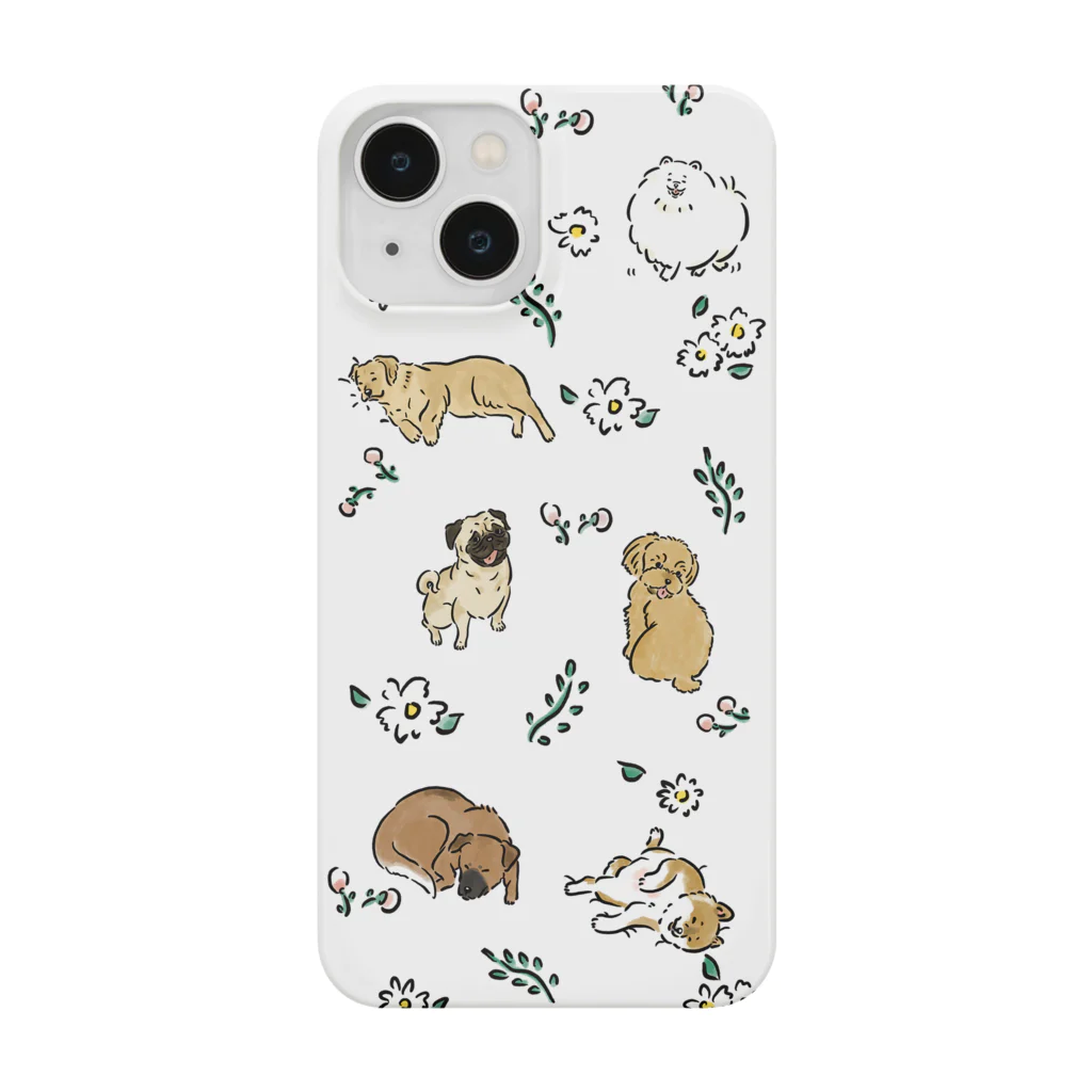 omamiの犬とお花柄 Smartphone Case