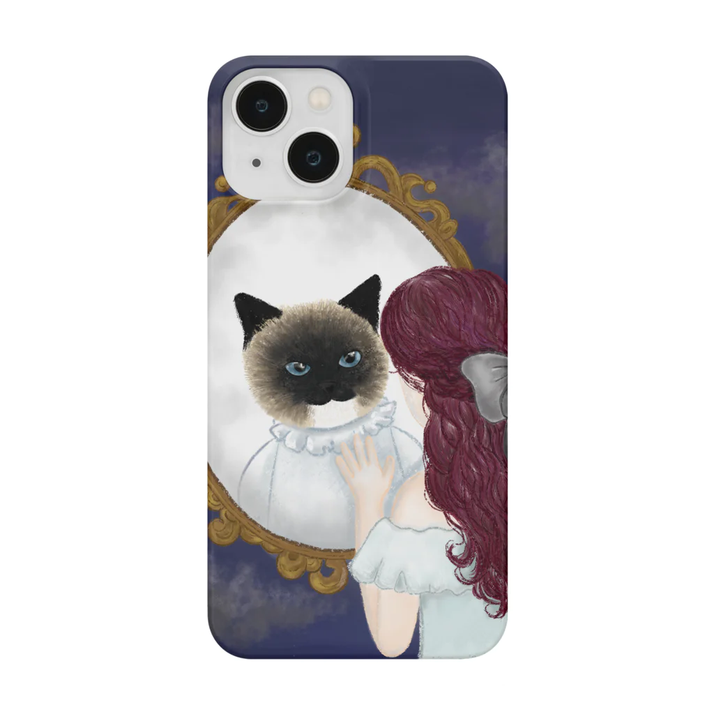 シャム猫娘のシャム猫娘「ボーダー」ジャケットイラスト 鏡越しのシャム猫 Smartphone Case