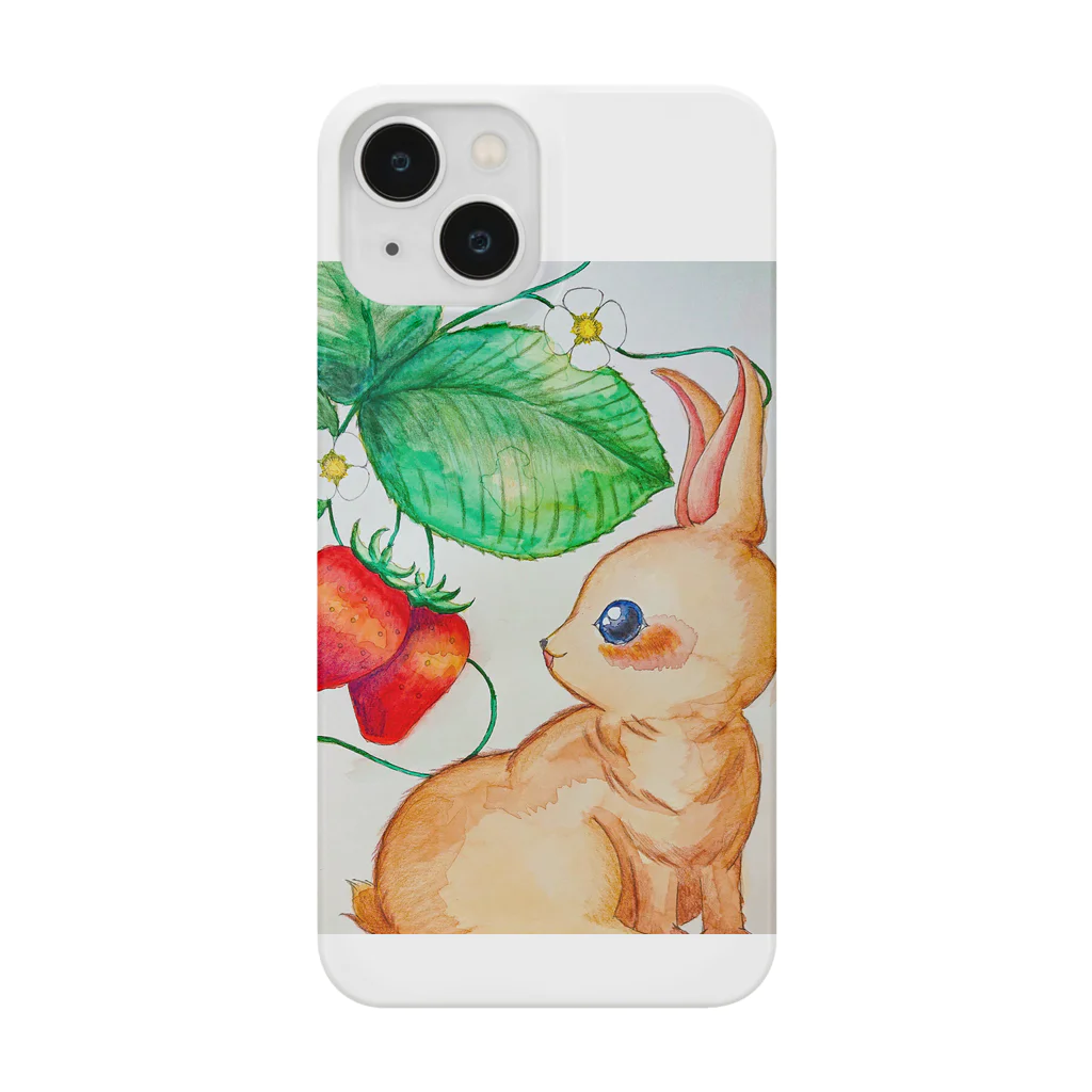 水彩-takaのイチゴ🍓とうさぎ Smartphone Case