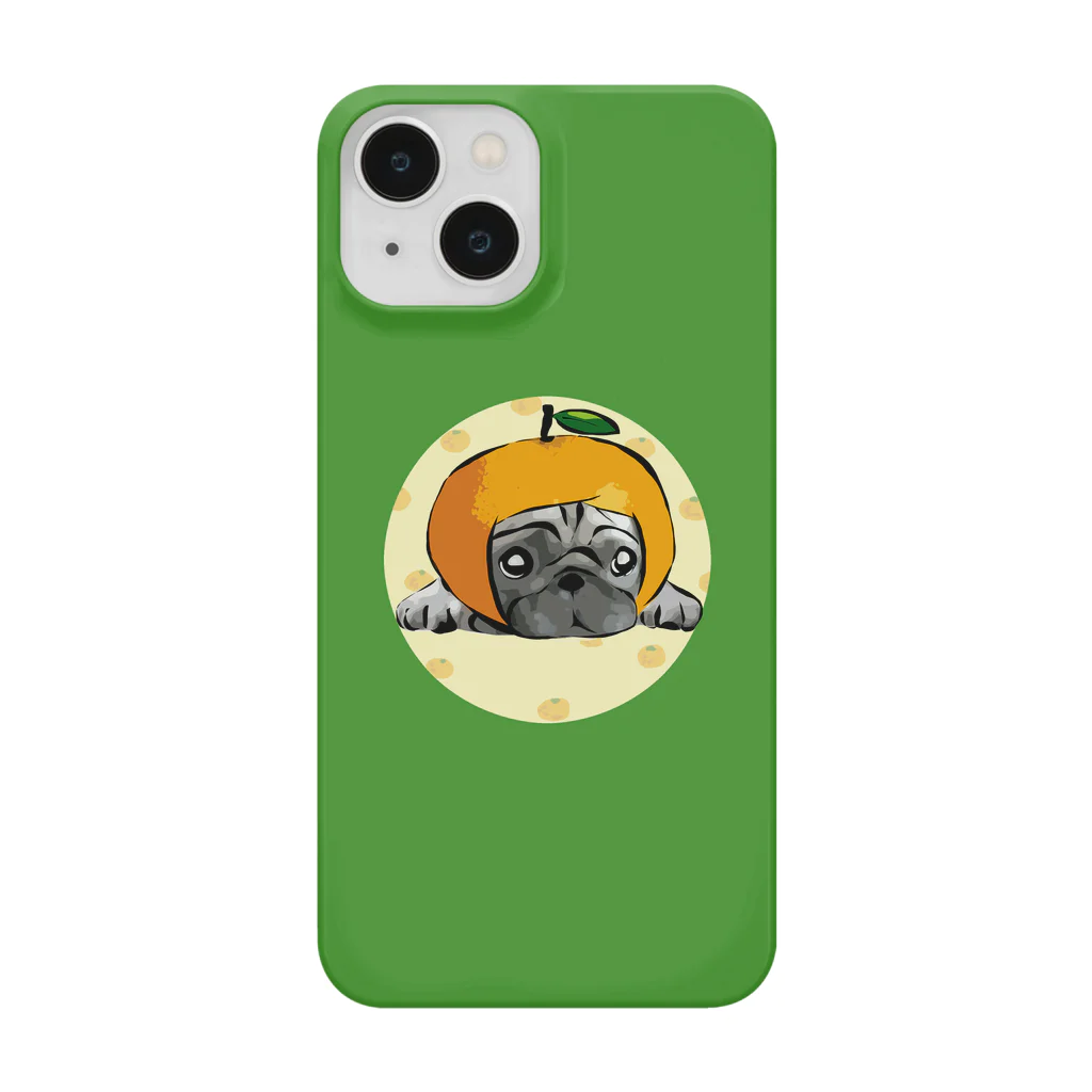 犬グッズの店しえるぶるーのほっかむりパグ　スマホケース　みかんバージョン Smartphone Case