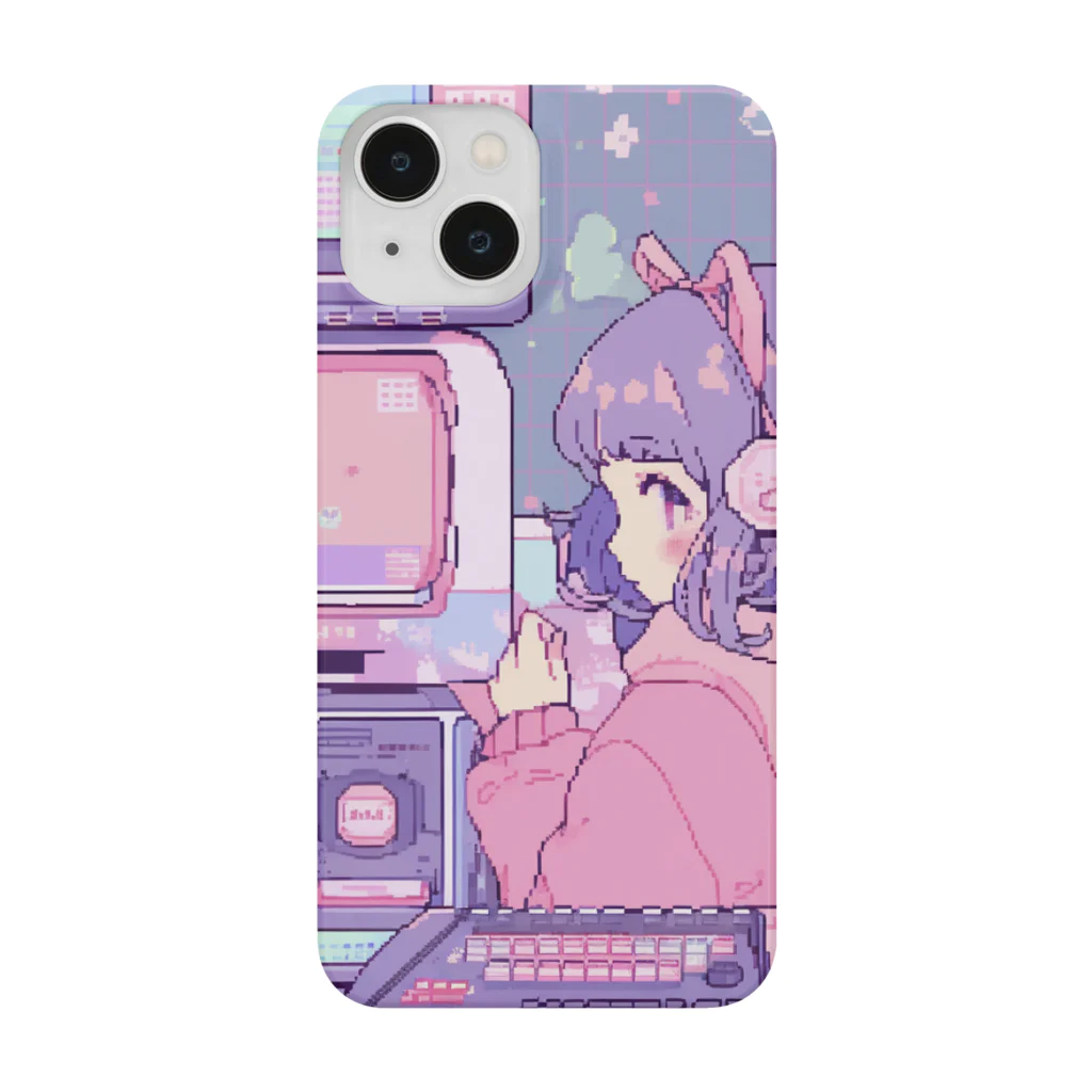 Sy Designのドット絵  ピンクの少女 Smartphone Case