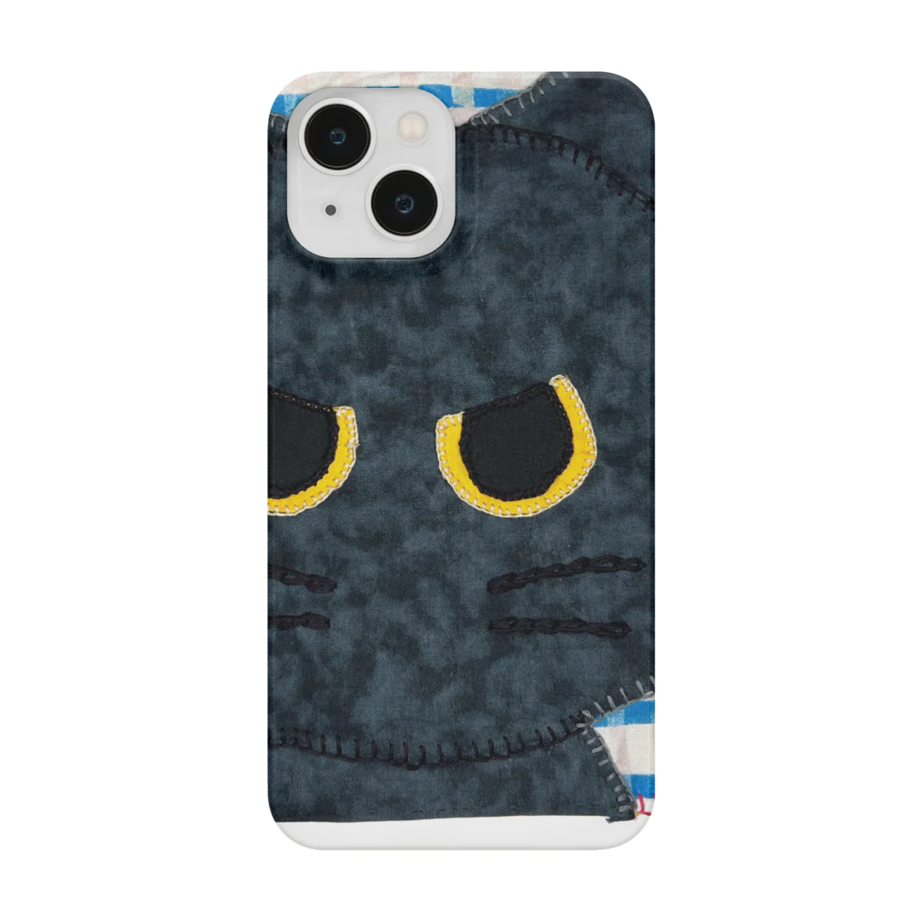 くろだまやさんの黒猫くろだまの手縫いアップリケ風 Smartphone Case