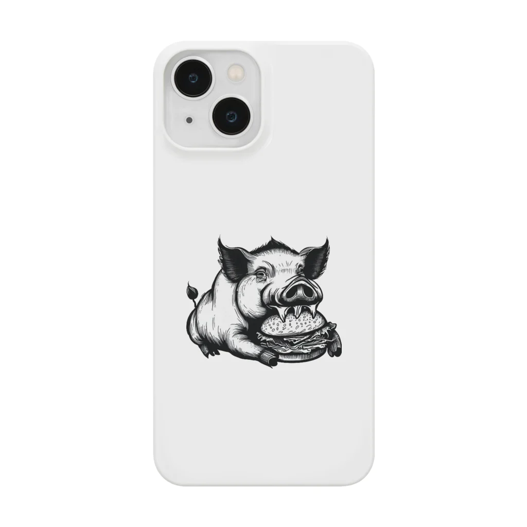 HeyHey Marketのハンバーガーを食べる豚さん Smartphone Case