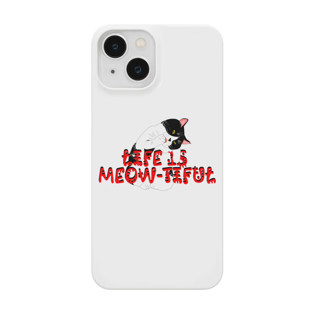 ぷんすこ(♂)のLIFE IS MEOW-TIFUL（黒ラインロゴ） Smartphone Case