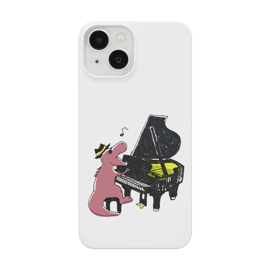 白亜画廊 SUZURI店の【DINOBAND】ピアノを弾くティラノサウルス Smartphone Case