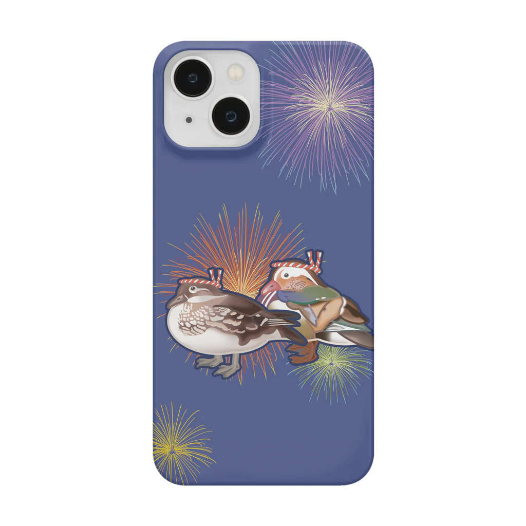 やちよ｜リアル鳥イラストのはちまき鳥_オシドリ夫婦 Smartphone Case