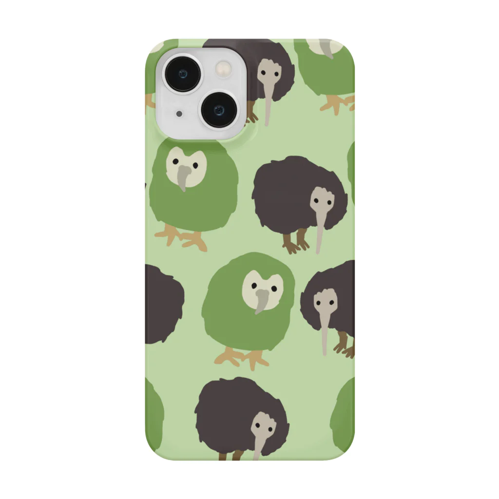 いきものや　のの（別館）のキーウィとカカポたち（背景うすみどり） Smartphone Case