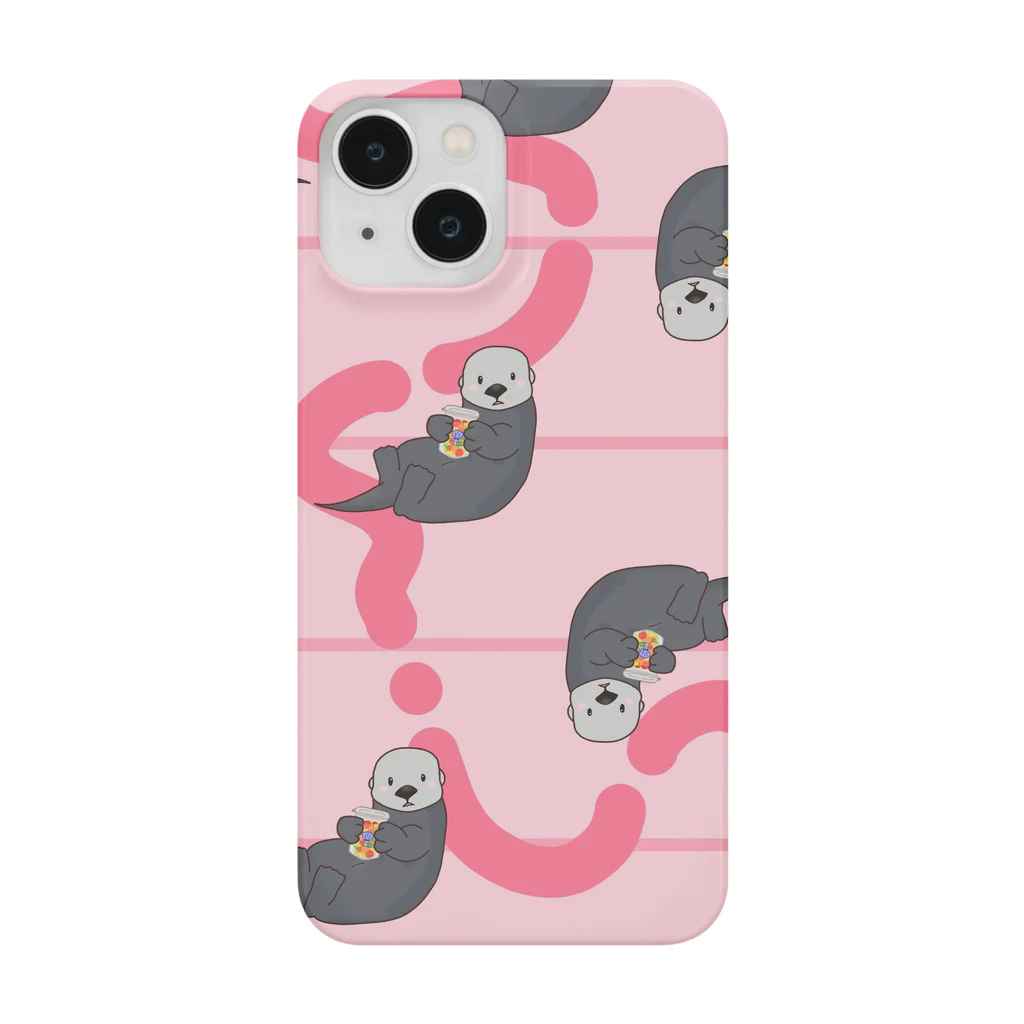 まるちゃん。のラッコピクルスGRAY〖PINK〗 スマホケース