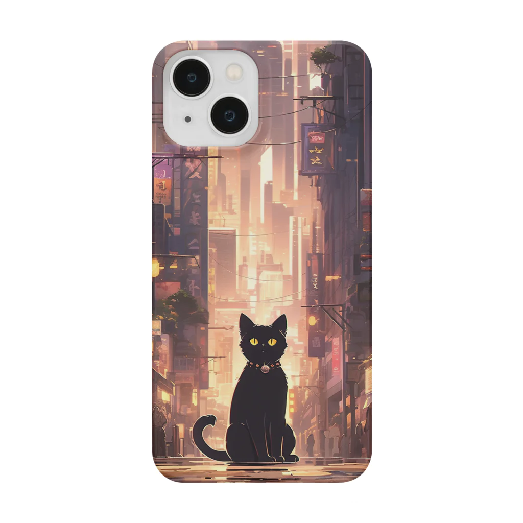 ANIMAL WORLDの都会の黒猫 ネコ スマホケース Smartphone Case