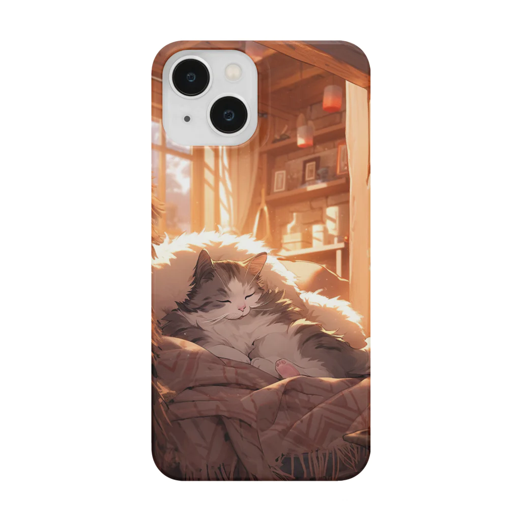 ANIMAL WORLDの爆睡ノルウェージャンフォレストキャット ネコ スマホケース Smartphone Case