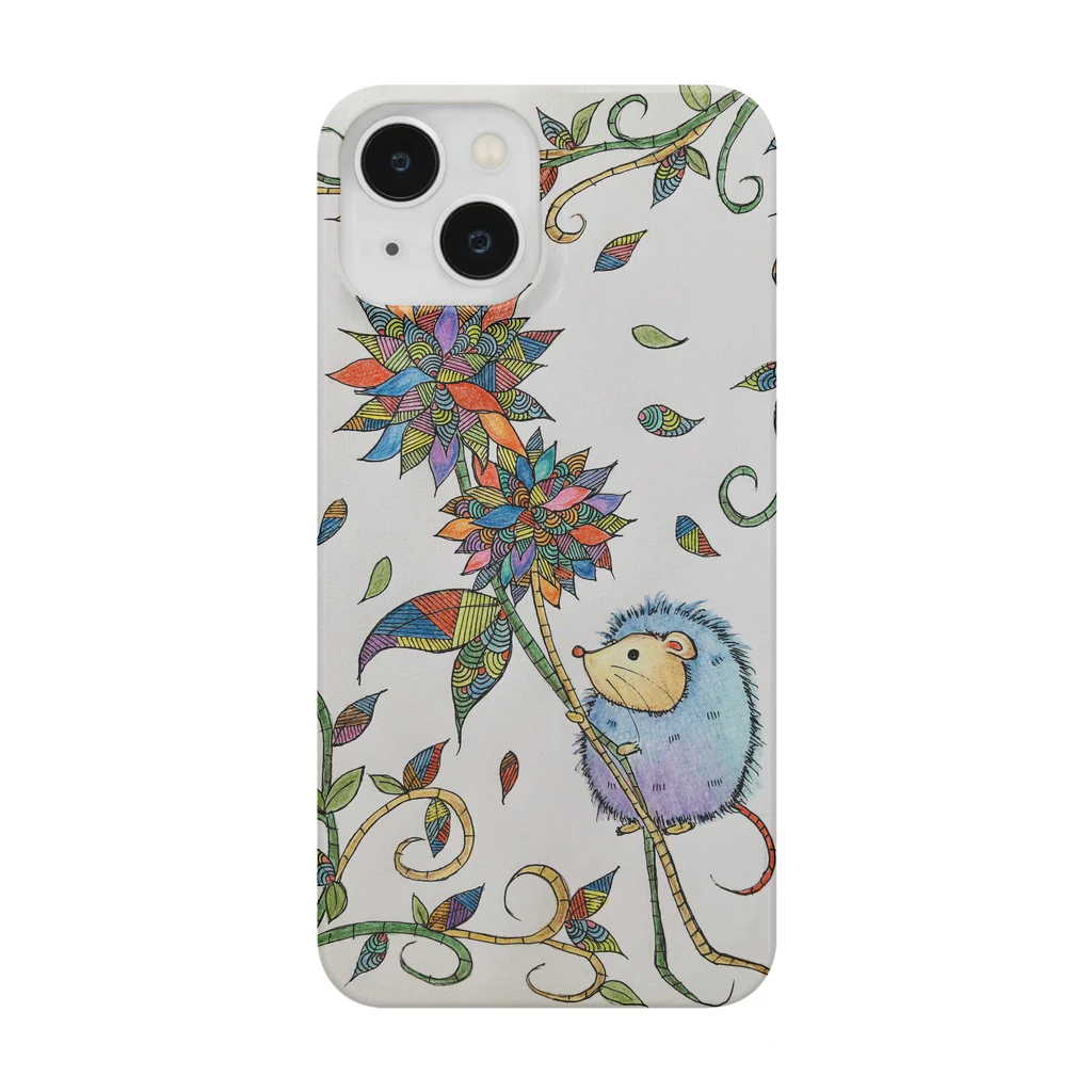 suuのカラフルな花とハリネズミ Smartphone Case