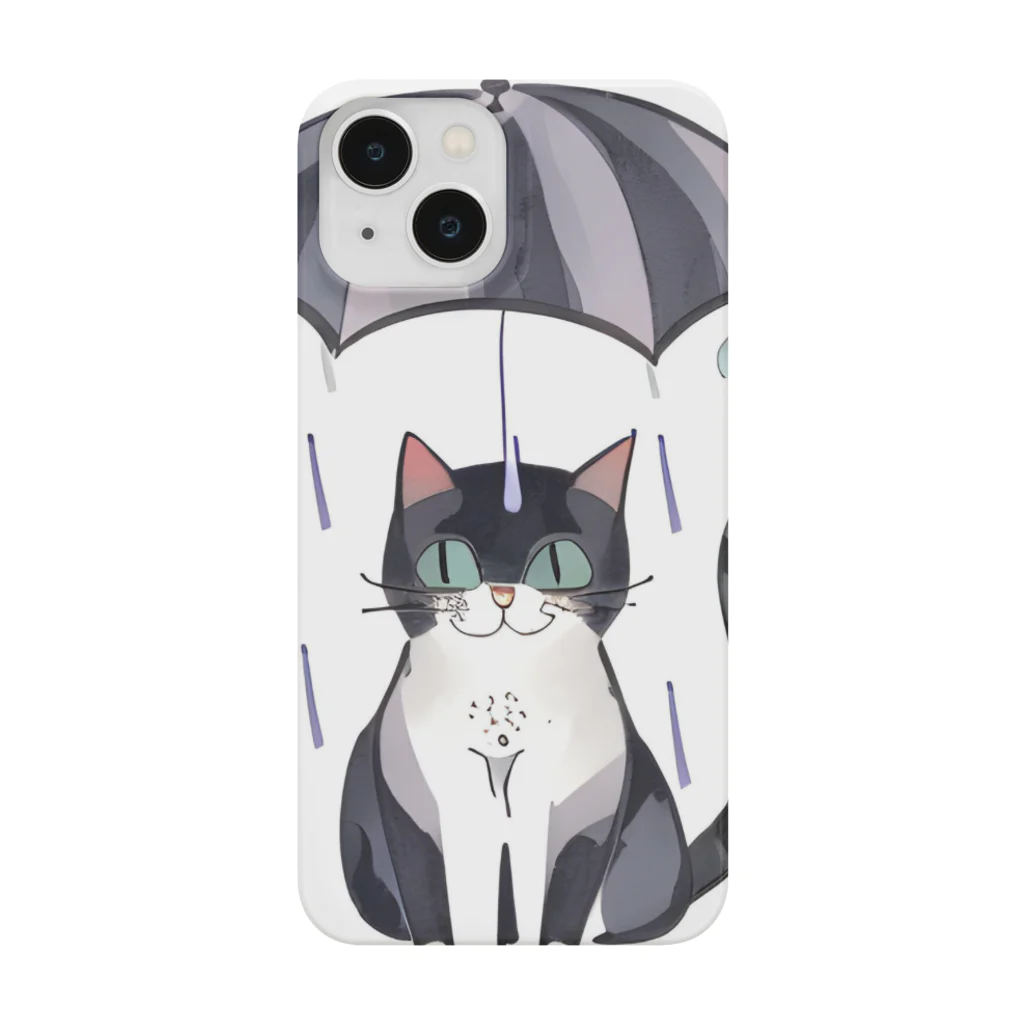 gatto solitario(物寂しげな猫)の雨に打たれる猫 Smartphone Case