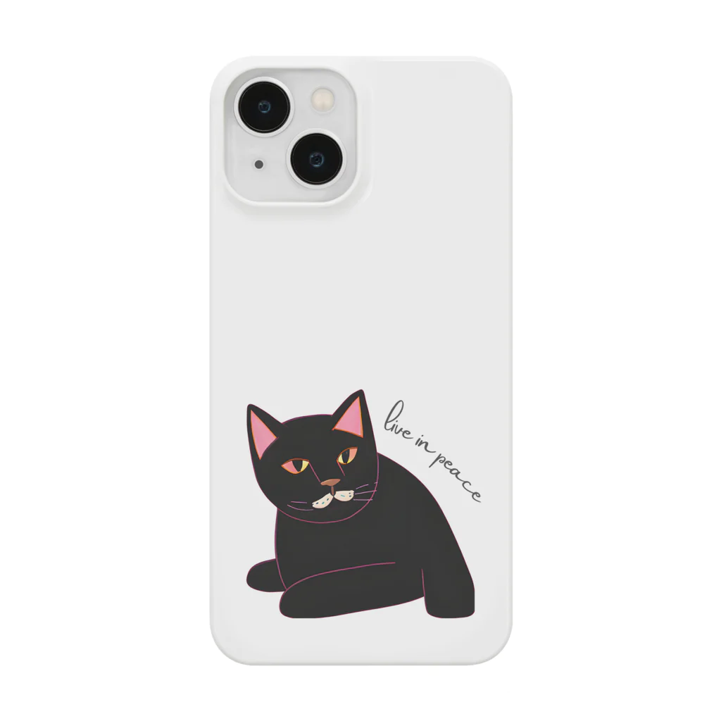 黒猫ショップの黒猫ちゃん-Live In Peace- Smartphone Case