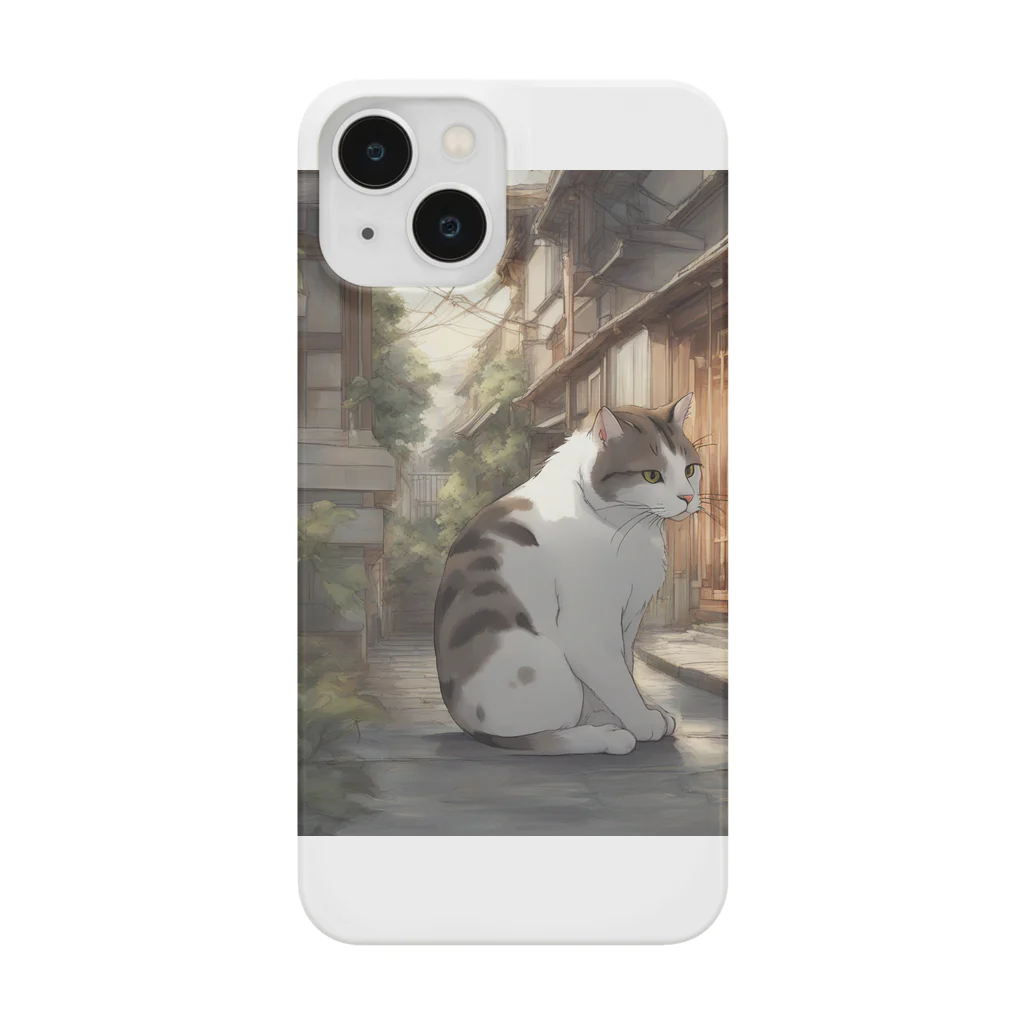 猫専門店　まるまるねこの懐かしい雰囲気に包まれた猫のアートプリント Smartphone Case