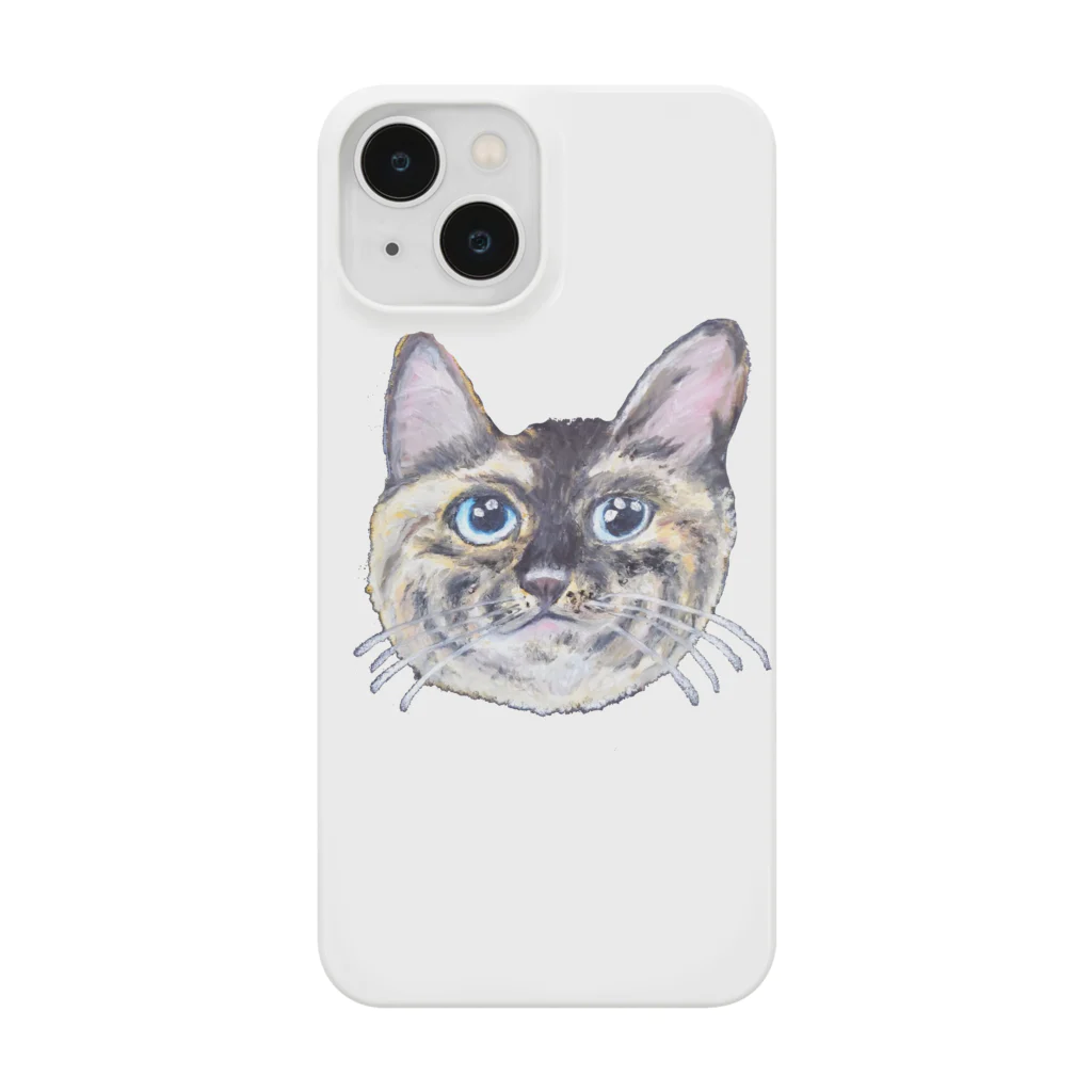 れいにゃん堂&れいにゃあ～と😺のチョークアートの見上げるサビ猫 Smartphone Case