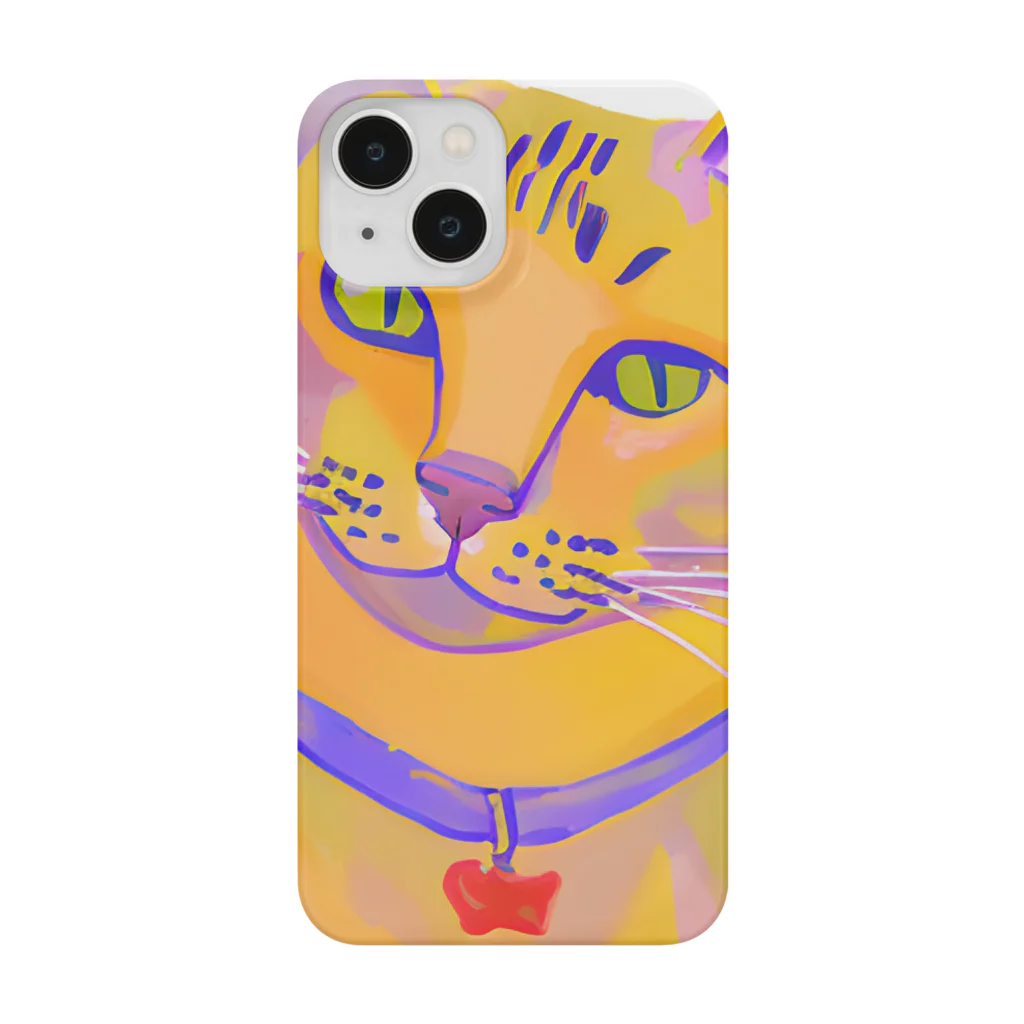 ネコフスキの鮮やかな凛々しい猫さんのイラストグッズ Smartphone Case