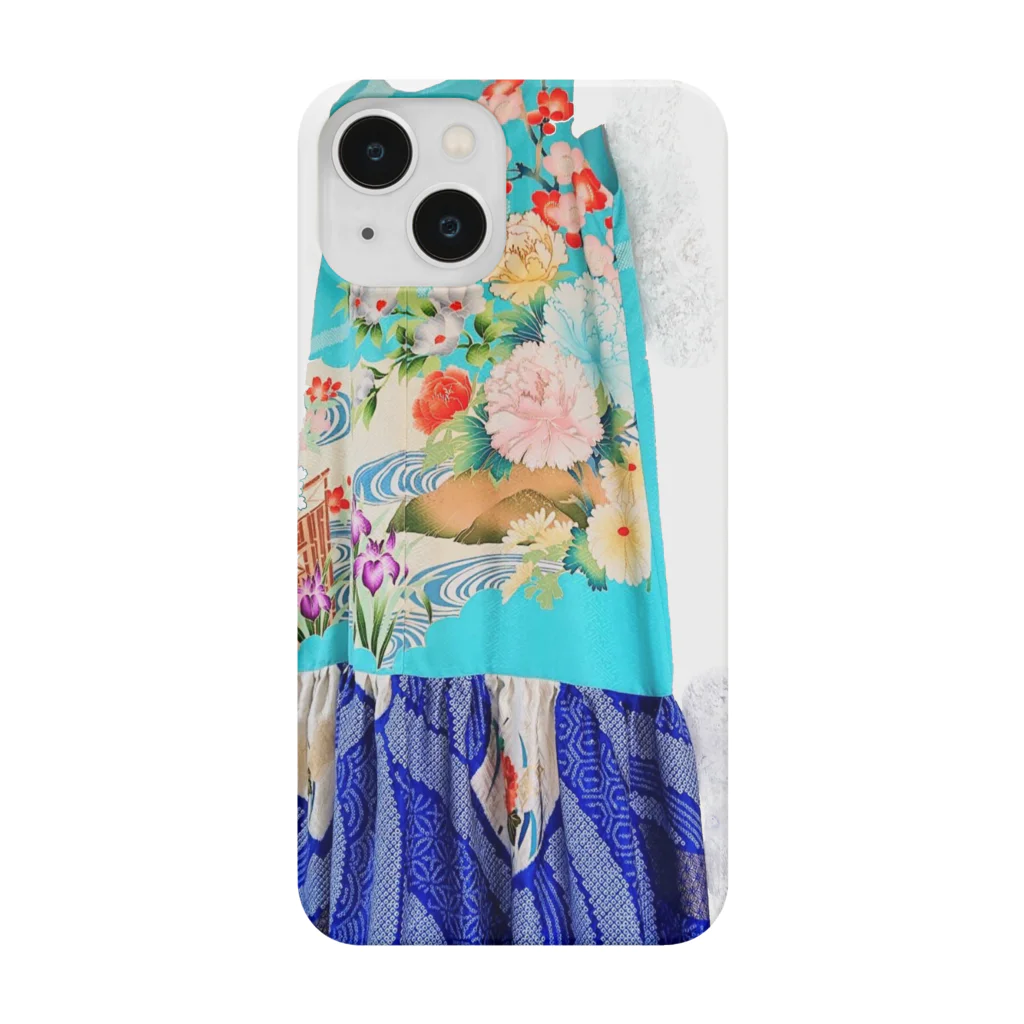 KeishopCreations - 日本の美をあなたにのハンドメイドリメイク着物青 Smartphone Case