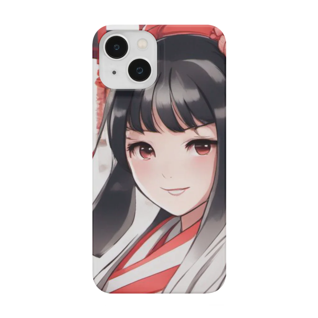 ワンダーワールド・ワンストップの巫女服を着た綺麗なポニーテール女性のグッズ Smartphone Case