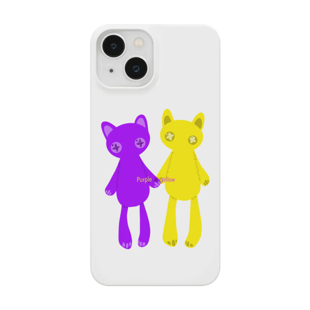 まゆれての推しペアCATDOLL（purple＆yellow） スマホケース