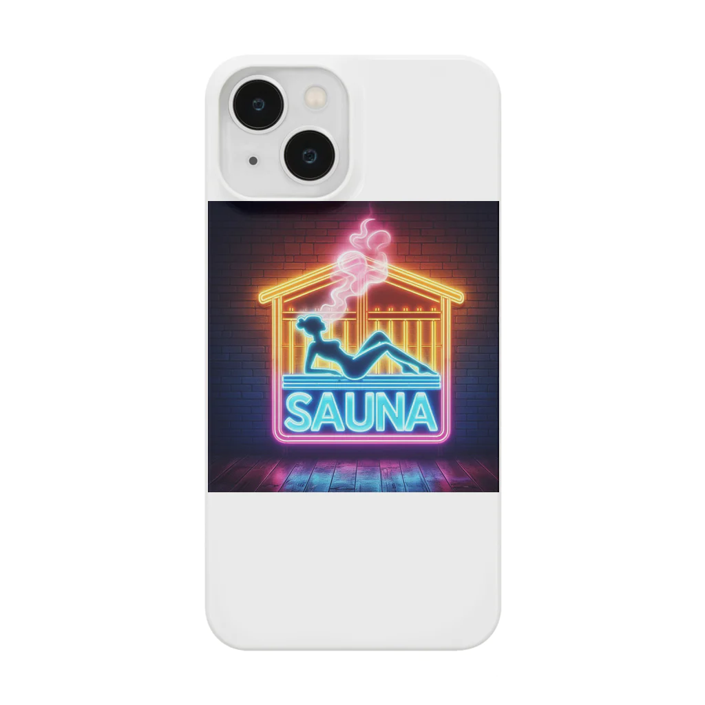 N SAUNA LOGOのネオン風のサウナロゴ3 スマホケース