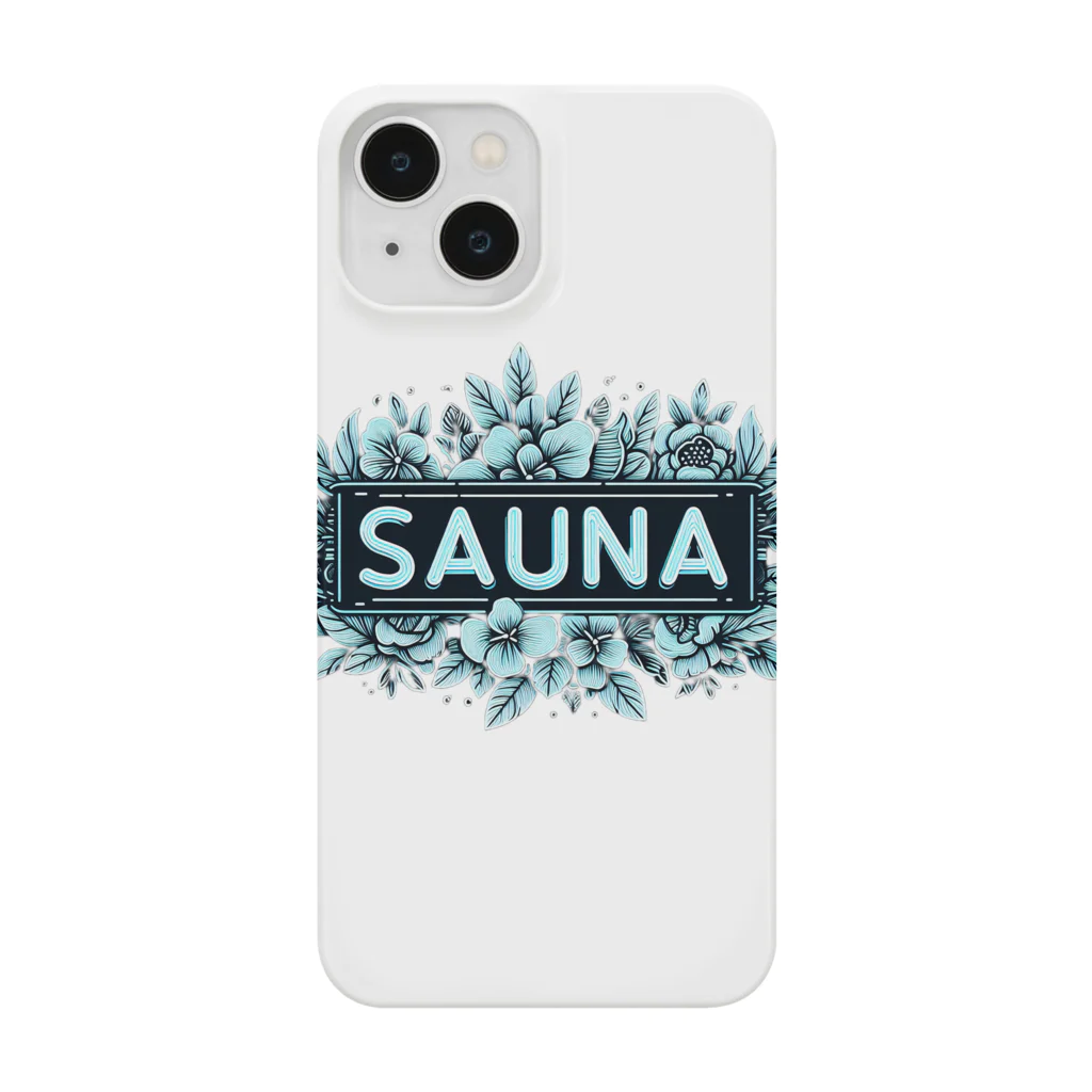 N SAUNA LOGOのネオン風花柄サウナロゴ13　花柄ver.6 Smartphone Case