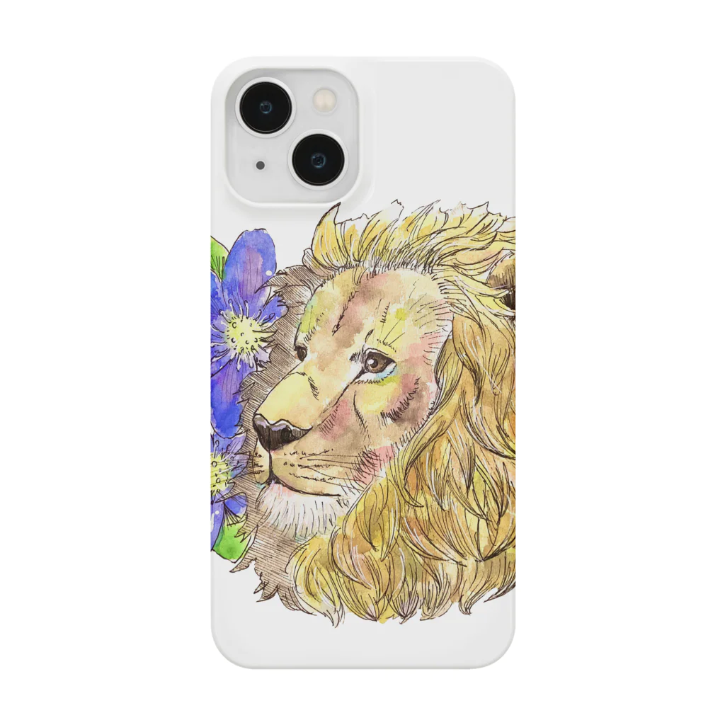 ほっこり屋さん suzuri店のライオンとミスミソウ Smartphone Case