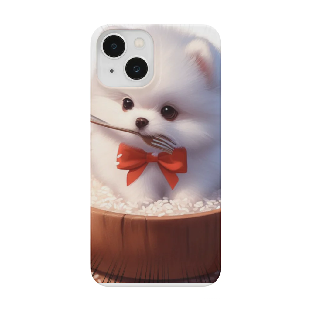 Pom-Dog'sのご飯に埋もれる白ポメ Smartphone Case