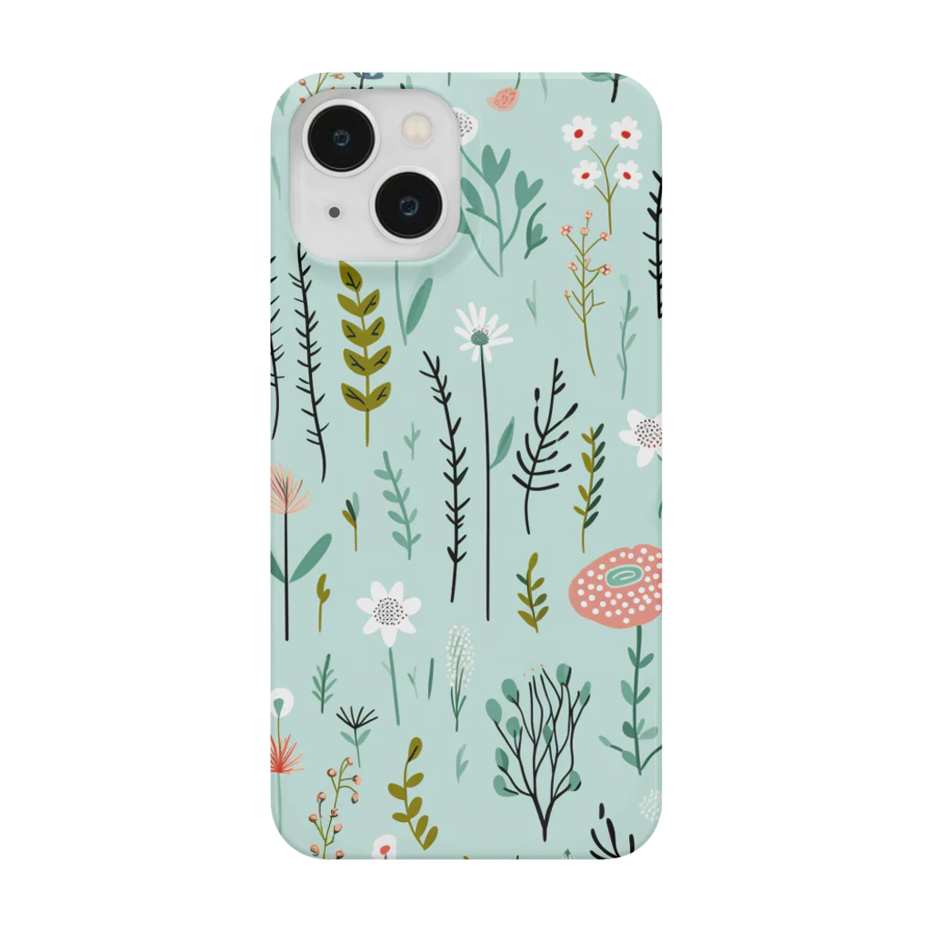 HMDesignの植物とお花-パステルグリーン- スマホケース