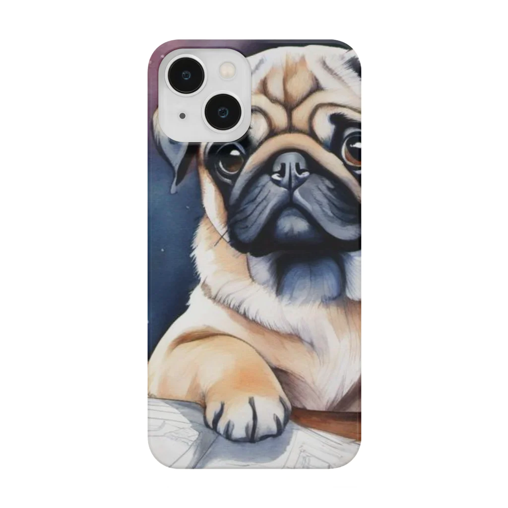 こころやすらぐの水彩子犬　パグ Smartphone Case