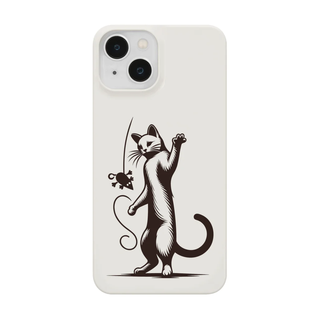 鹿児島のSUZURIアートショップの🐱『鹿児島SUZURIアート iPhoneケース: 猫とネズミのプレイタイム』🐭 Smartphone Case