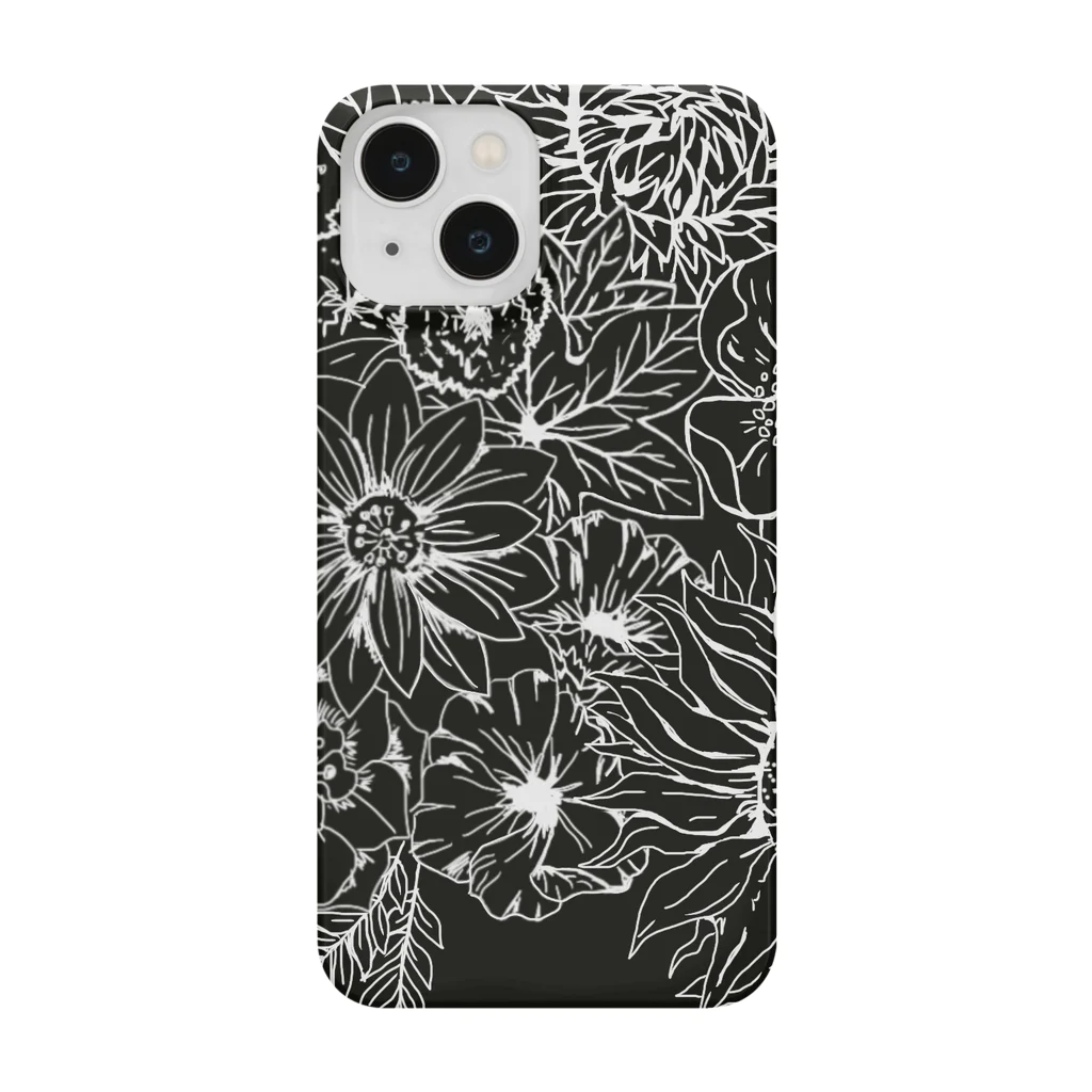 Sannie designの花柄　black Smartphone Case