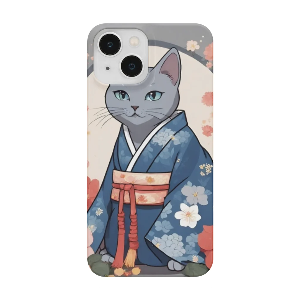 coco_peroのお正月の着物を着たロシアンブルーの猫ちゃんグッズ Smartphone Case