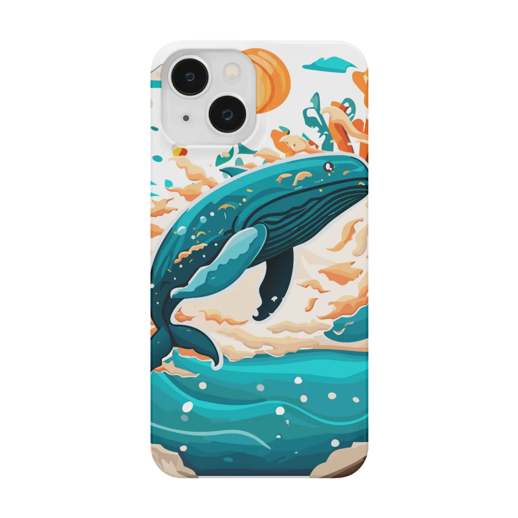 ✨🌏TCHD LLC SHOP🌏✨のダイナミックに飛ぶクジラちゃん Smartphone Case