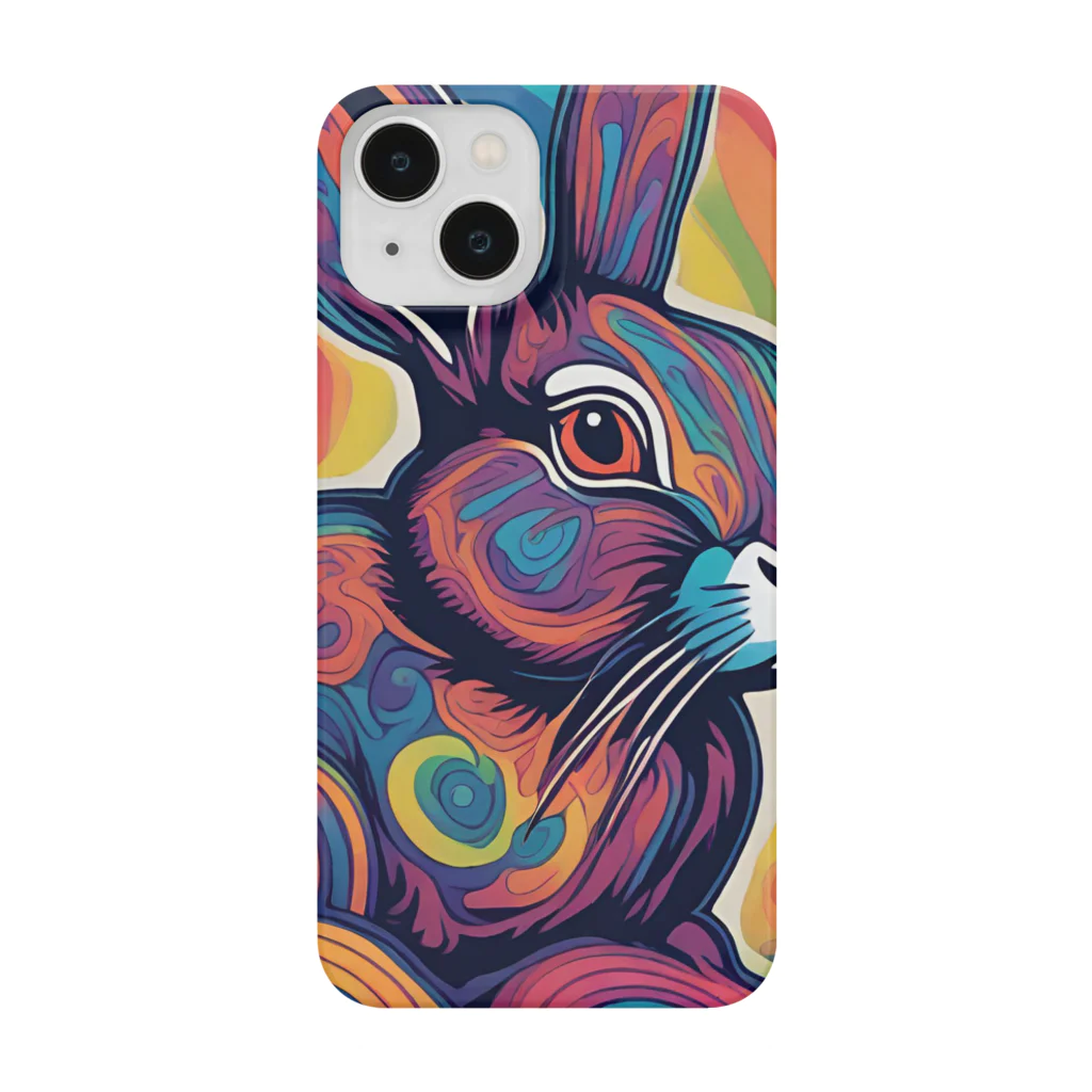 サイケデリックな動物たちのサイケデリックうさぎ Smartphone Case