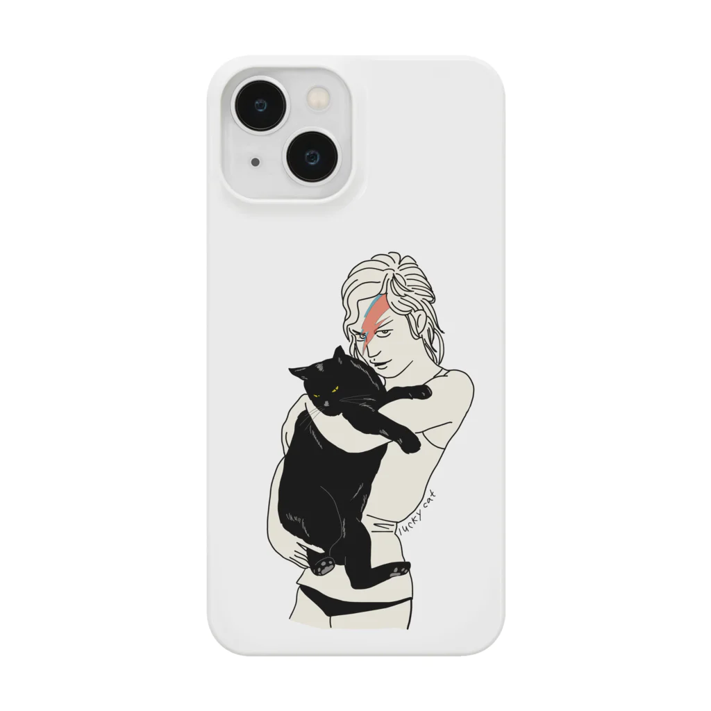 小鳥と映画館のイナズマメイクの女性と黒猫 Smartphone Case