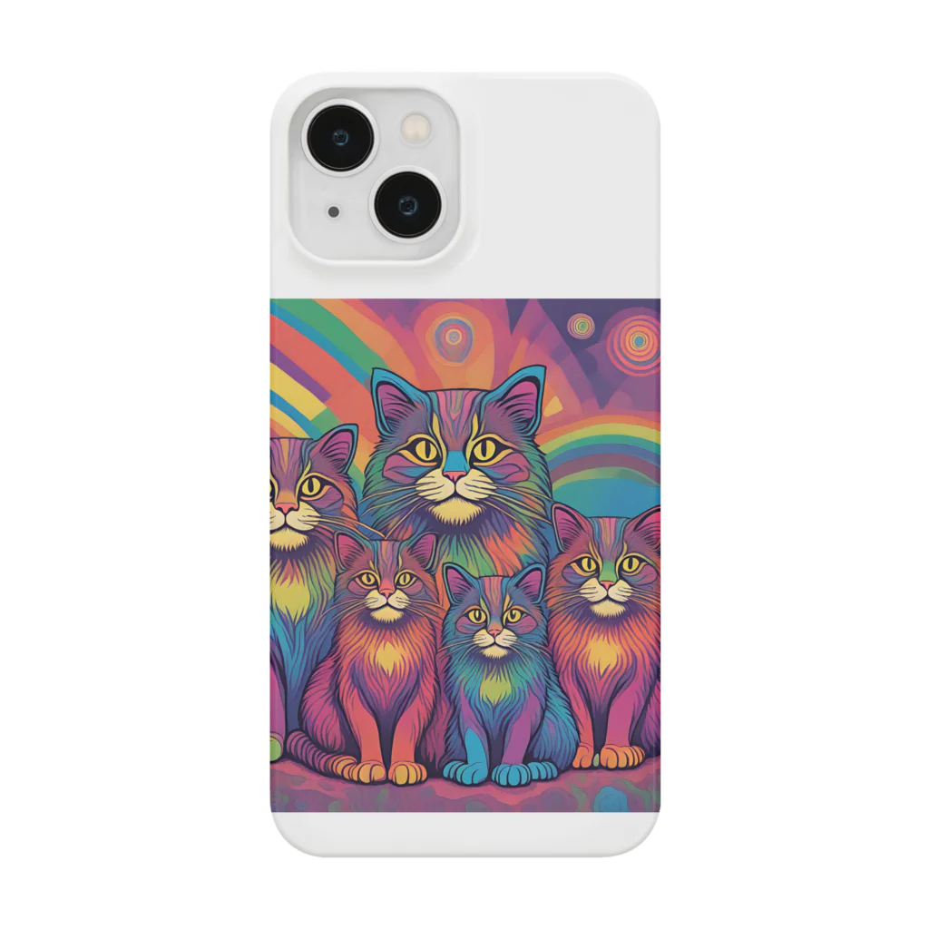 マヌル猫 Manul catのサイケなマヌル猫の家族２ Smartphone Case