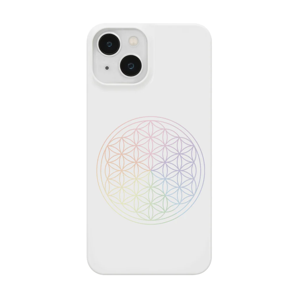 フラワーオブライフ（神聖幾何学）専門店のフラワーオブライフ（rainbow） Smartphone Case