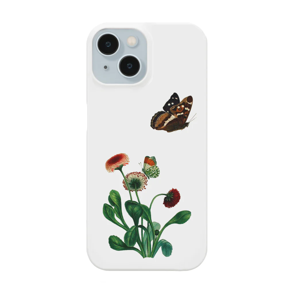 Saza-nami Antique designの花と蝶 Smartphone Case