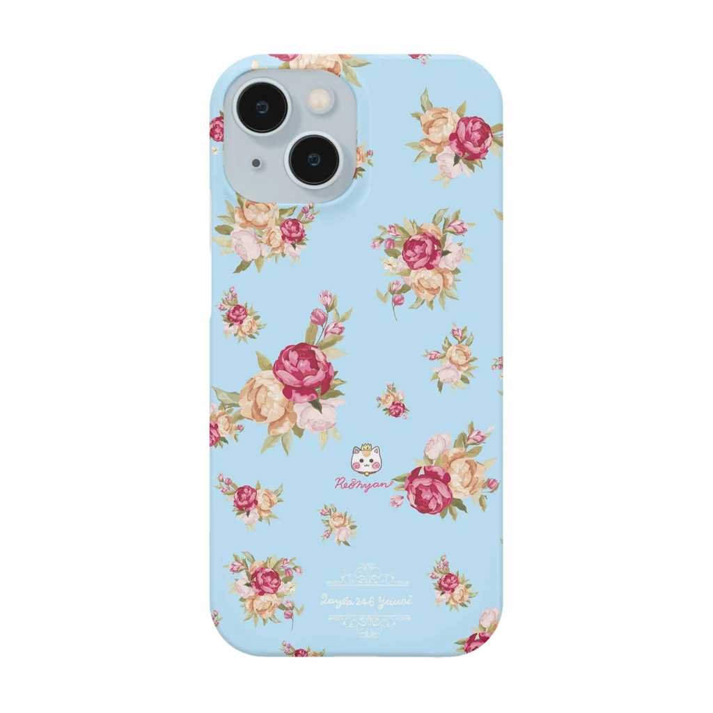 旅猫王子れぉにゃん👑😼公式(レイラ・ゆーし。)の【英国ローズガーデン🌹バラ】ライトブルー Smartphone Case