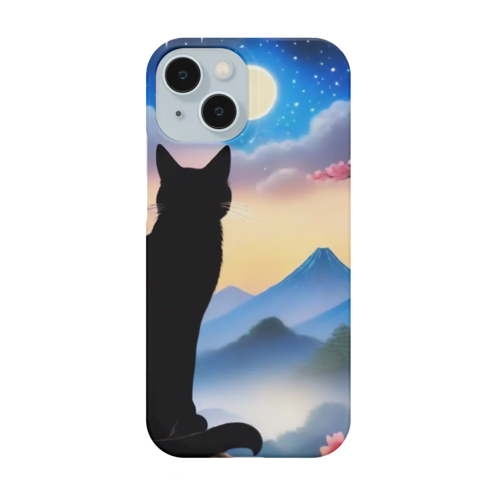 おもちもちこの桜と黒猫 Smartphone Case