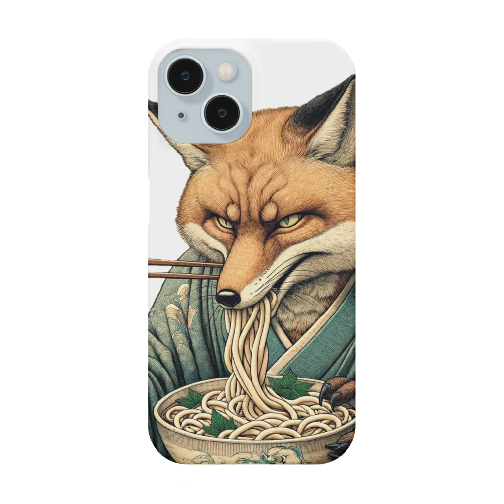 いきもの戯画の狐が食べる、きつね饂飩 Smartphone Case